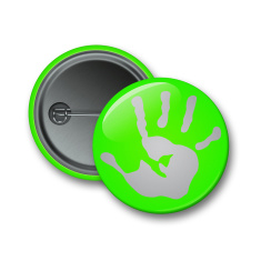 Reflektierender Ansteckbutton - grüne Hand